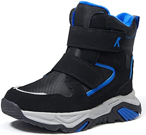 K KomForme Kids Snow Boots Boys Girls Ankle Winter shoes, Warm Fur Lined Unisex Outdoor Hiking Boots Size 9Toddler-6Big kid