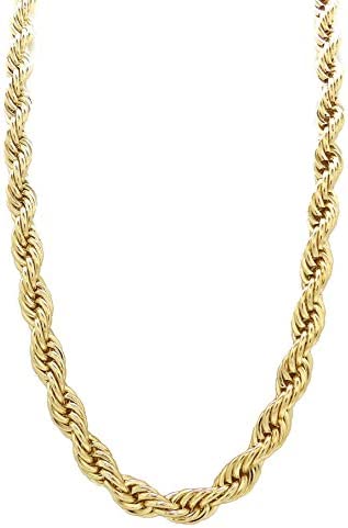 Fashion 21 Hip Hop 80′ Unisex Rapper’s 8, 10, 12mm Hollow Rope Chain Necklace in Gold, Silver Tone