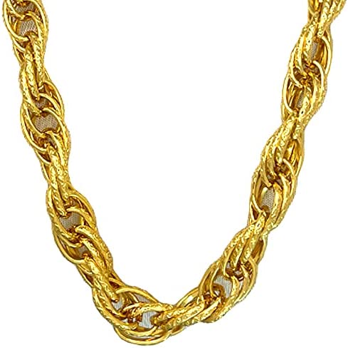 TUOKAY Long Heavy Huge Gold Rope Chain Necklace for Rapper 12mm 30" Long Sparkling Big 18K Gold Rope Chain Costume for Rap Gangsta