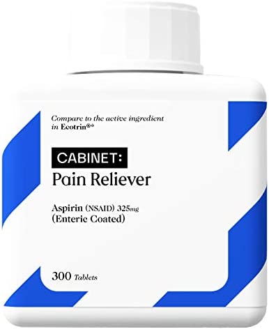 Cabinet: Aspirin E/C Tablets, 325 mg (Orange) Coated, Regular Strength Headache Medicine | Natural Anti-Inflammatory | Help Reduce Joint Pain, Menstrual Cramps