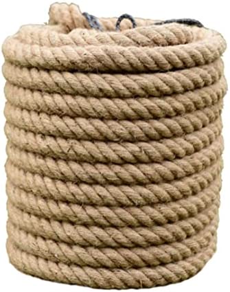 Suprwin 1/2 inch Twisted Jute Rope, 3 Strand Hemp Natural Vintage Rope Hanging Swing Cord or Crafts, Home Decorative, Landscaping,Nautical-100feet (0.5)