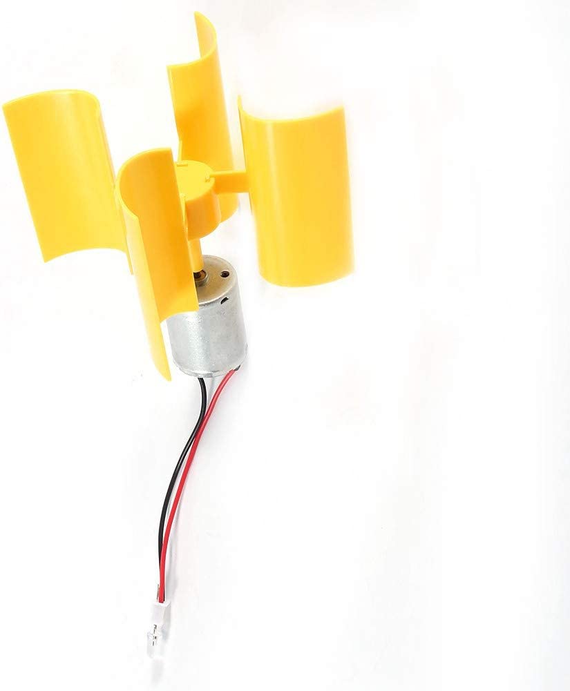 DEWIN DC Motor – DIY Kit Small Motor Micro Vertical Wind Turbines Small Motor Blades Generator Blades Breeze Electricity Generator (Yellow)
