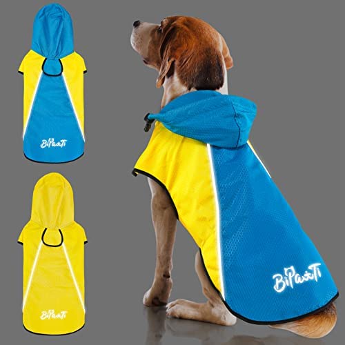 Dog Raincoat,Waterproof Hooded Slicker Poncho,Dog Reflective Safety Dog Rain Jacket,Windproof Snow-Proof Dog Rain Coat,Dog Raincoats for Small,Medium,Large Dogs