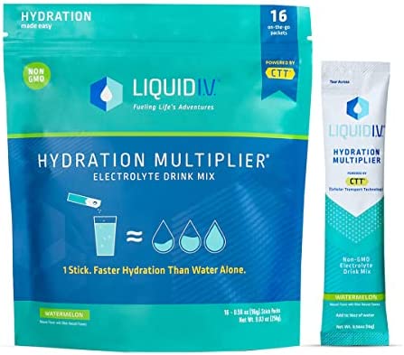 Liquid I.V. Hydration Multiplier – Watermelon – Hydration Powder Packets | Electrolyte Drink Mix | Easy Open Single-Serving Stick | Non-GMO | 16 Sticks