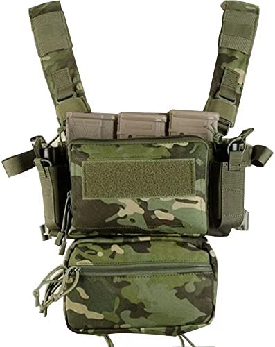 roseboon Tactical Vest Outdoor Chest Rig Ultra-Light Breathable Combat Training Vest Adjustable for Adult Modular Paintball Vest Micro Chest Rig Tactical Vest for Men