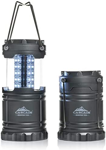 Cascade Mountain Tech 100 Lumen Pop-Up LED Lantern with IPX4 Water Resistance – 2 Pack