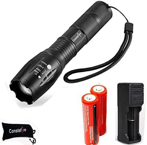 LED Torch,Tactical Flashlight with Rechargeable Battery & Charger – Super Bright LED, High Lumen, Zoomable, 5 Modes, Water Resistant – Best Camping, Emergency Flashlights