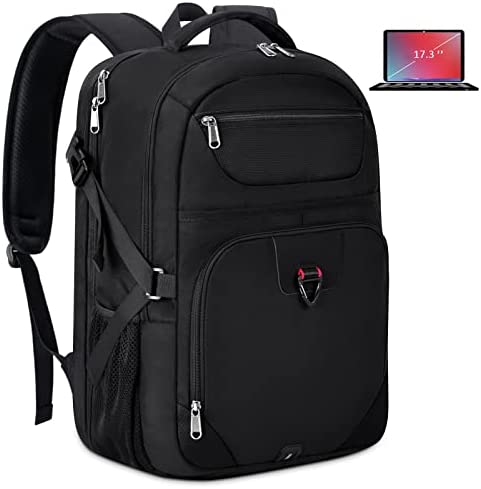 Laptop Backpack 17 Inch TSA Friendly Travel Backpack for Men & Women Large Waterproof Business College School Bookbag Gaming Computer Backpack with USB Charging Hole & RFID Blocking Pocket, Black