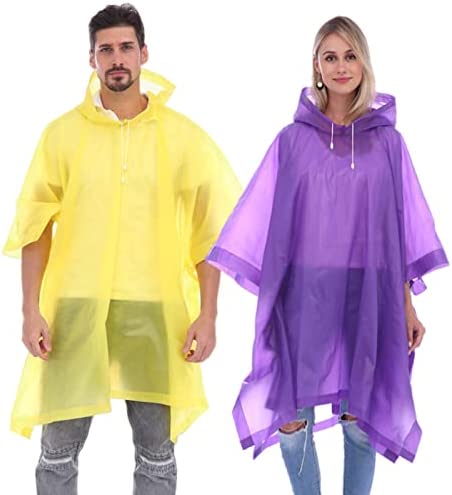 RUISHYY Rain Ponchos for Adults (2 Pack), Reusable EVA Rain Poncho Portable Rain Coats for Men and Women Waterproof with Hood