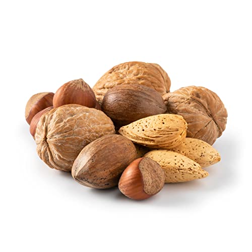 NUTS U.S. – Mixed Nuts In Shell (Almonds, Walnuts, Hazelnuts, Pecans) | No Added Colors and No Artificial Flavors | Fresh Buttery Taste and Raw |Packed In Resealable Bags!!! (2 LBS)