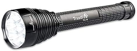 TrustFire LED Flashlight, J18 Super Bright 8000 Lumens, Water Resistant 5 Light Modes Large Tactical Torch by 2X or 3X Rechargeable Battery (Battery Not Included)