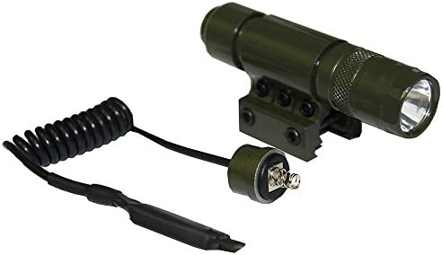 Ultimate Arms Gear OD Olive Drab Green 90+ Lumens Military Flashlight CREE LED Light Kit+Mount, Pressure Switch, Tail Cap, And Batteries-Paintball-Rifle-Gun-Weapon For Weaver/Picatinny Rail