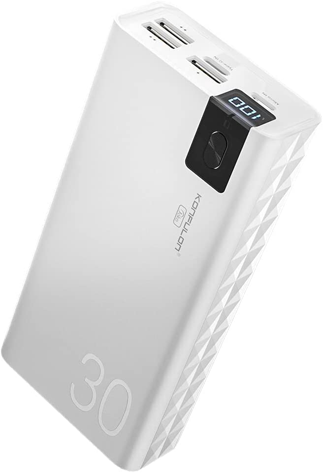 KONFULON Power Bank 30000mah Portable Charger Portable Battery Pack LCD Display Battery Bank Ultra High Capacity Portable Battery Charger for iPhone 12, MacBook,Nintendo Switch and Pixel