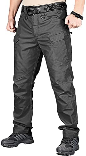 HYCOPROT Men’s Tactical Pants Ripstop Water Repellent Lightweight Casual Cargo Pants Quick Dry Army 10 Pockets Work Trousers