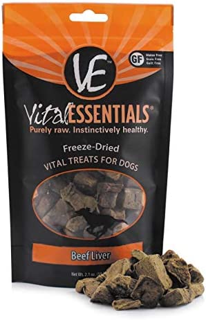 Vital Essentials Freeze Dried Dog Treats, Dog Snacks Made in The USA, All Natural Dog Treats, Great Training Treats for Dogs, Beef Liver 2.1 oz