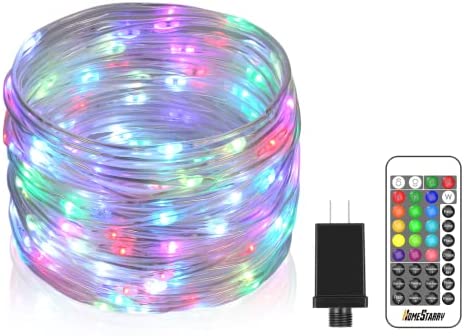 33Ft Outdoor LED Rope Lights String Lights, Christmas Fairy Lights Plug in 100 LEDs Color Changing String Lights with Remote Waterproof for Outdoor, Wedding, Party, Garden, Home Decor, 16 Colors