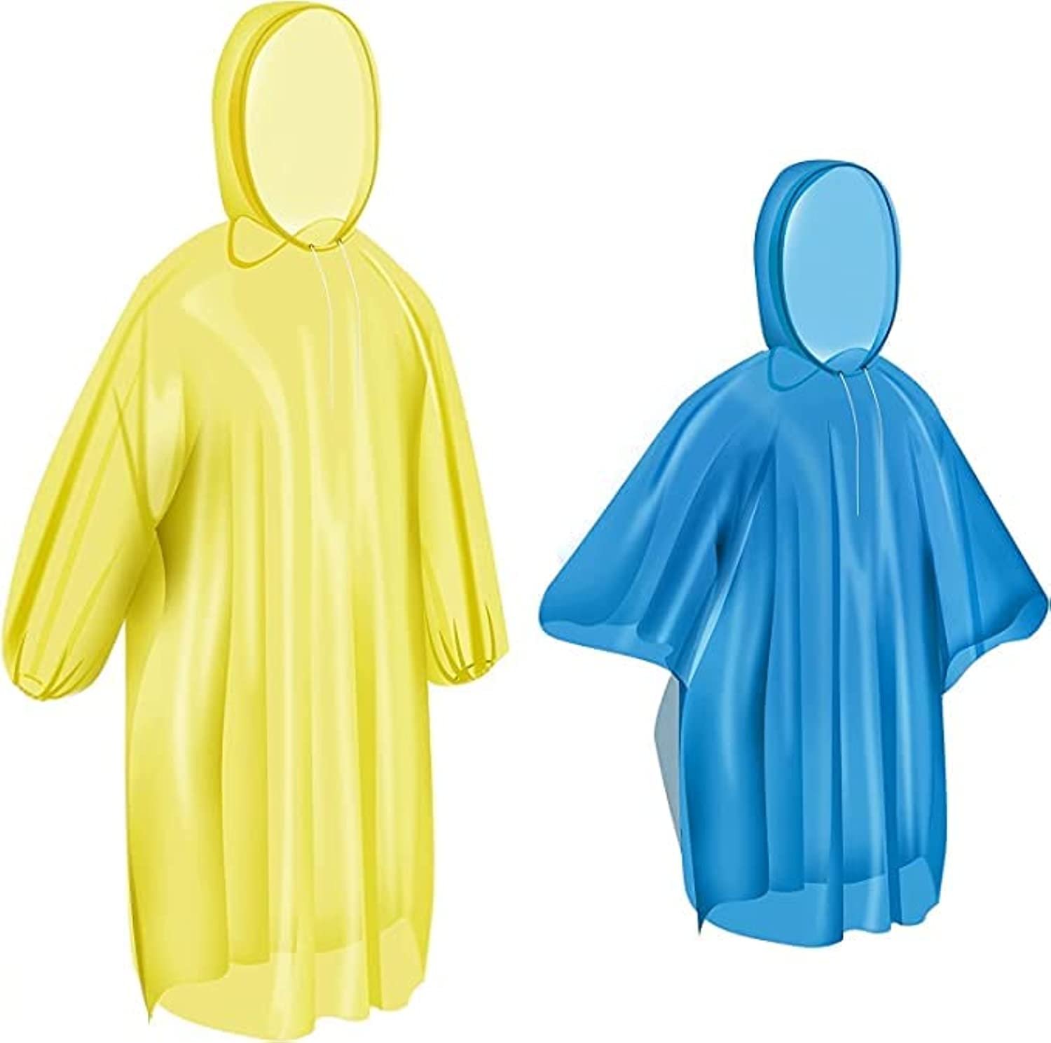 Ponchos Family Pack, Rain Poncho for Adults and Kids (5 Pack, 3 Adults and 2 Kids) Disposable or Reusable Emergency Ponchos丨Rain Ponchos with Drawstring Hood