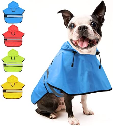 Candofly Dog Raincoat Hooded Poncho – Adjustable Waterproof Dog Rain Jacket Lightweight Reflective Dog Rain Coat Pet Slicker for Small Medium Large Dogs (Small, Sky Blue)