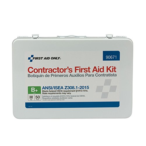 First Aid Only 90671 50 Person ANSI B+, Contractor First Aid Kit, Metal, Weatherproof