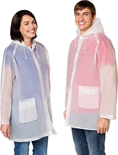 Rain Poncho Jacket (1 2 6 10 Pack) Men’s Women’s Raincoat Ventilation Anti Odor Two Pockets & Hood