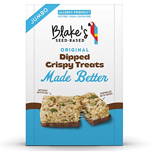 Blake’s Seed Based Jumbo Crispy Treats – Dipped (12 Count), Vegan, Gluten Free, Nut Free & Dairy Free, Healthy Snacks for Kids or Adults, School Safe, Low Calorie Organic Soy Free Snack