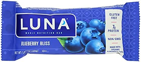 Clif Bar Luna Bar – Organic Blueberry Bliss – Case of 15 – 1.69 oz – 70%+ Organic –