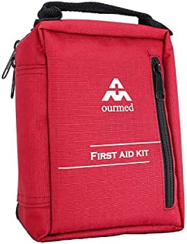 Ourmed First Aid Kit with Essential 124 Pcs and Labelled Compartments – Lightweight, Waterproof & Compact Emergency Rescue Kit with Tarpaulin Bag -Professional Medical Supplies & Survival Equipment