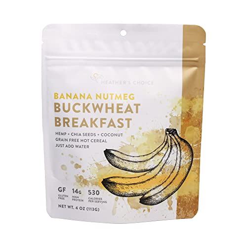 Heather’s Choice Banana Nutmeg Gluten-Free Buckwheat Breakfast, Vegan & Vegetarian Dehydrated Food for Backpacking, Camping, Hiking and Hunting
