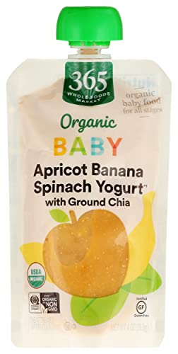 365 by Whole Foods Market, Organic Baby Food, Apricot Banana Spinach Yogurt with Ground Chia, 4 Ounce