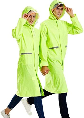 Rain Poncho High Visibility Long Reflective Waterproof Raincoat with Hood for Men Adult Outside Working