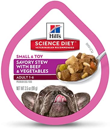 Hill’s Science Diet Wet Dog Food, Adult, Small Paws for Small Breeds, Savory Stew Beef & Vegetables Pack of 12