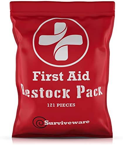 SURVIVEWARE Waterproof First Aid Kit, Safety in The Wilderness, Refill Pack