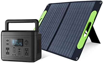 Green Power 560Wh LiFePO4 Portable Power Station With 120W Solar Panel 110V/600W Solar Generators Solar Power Generators with Solar Panels for Emergencies Home Outdoor Camping RV