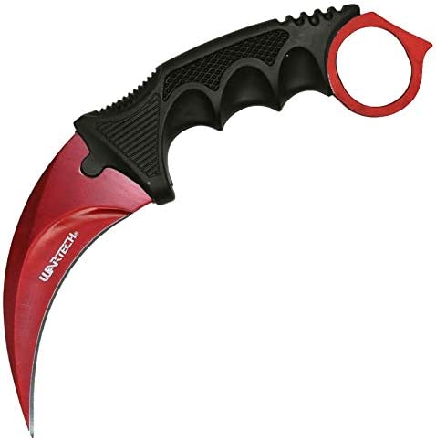 CSGO Karambit Advanced Tactical Knife Survival Knife Hunting Knife Fixed Blade Knife Razor Sharp Edge Camping Accessories Camping Gear Survival Kit Survival Gear 51763 (Red)