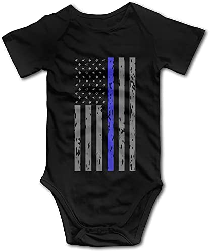 OASCUVER NEWBABY Thin Blue Line American Flag Baby Girls Short Sleeves Romper Bodysuit for 0-24m Baby ¡­