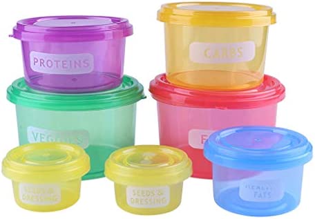 Yclkvgw Meal Prep Plan Storage Control Food Eating Box Portion Container 7Pcs Fitness Kitchen，Dining & Bar Plastic Wash Tubs with Handles (Multicolor, One Size)
