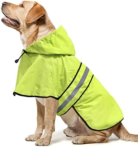 Domagiker Adjustable Dog Raincoat Hoodie – Waterproof Lightweight Dog Rain Coats Slicker Poncho, Reflective Dog Rain Coat Jacket for Small, Medium, Large Dogs (X-Large, Green)