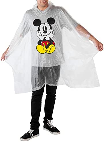 Disney Mickey Mouse Rain Poncho Hoodie Print Unisex Adult