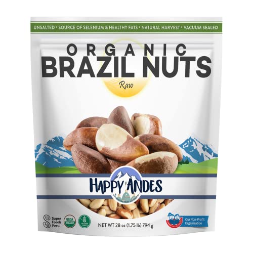 Happy Andes Real Organic Brazil Nuts 1.75 lbs -Non-GMO, Raw Whole nuts,Vacuum Sealed, Resealable bag, Low Carb, Keto Friendly, Vegan Snack, Unsalted, Natural Snack