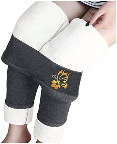 SNKSDGM Winter Leggings for Women,Plus Size Fleece Lined Leggings Women High Waist Winter Tummy Control Thermal Yoga Pants