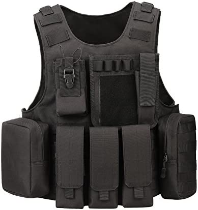 Tactical Airsoft Vest for Men, Adjustable Airsoft Vest Youth, Durable Molle Paintball Vest With Pouch for Training, CS Game