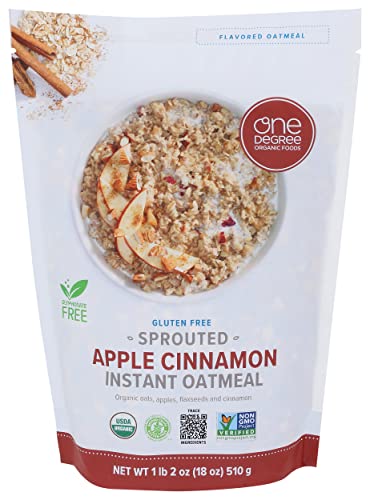 ONE DEGREE ORGANIC FOODS Organic Apple Cinnamon Sprouted Instant Oatmeal, 18 OZ