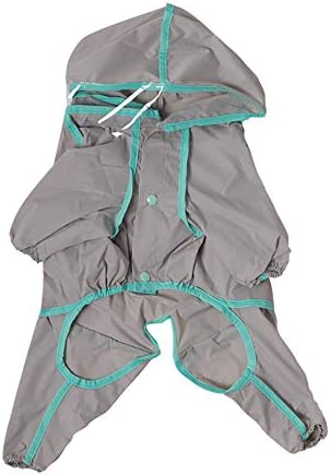 Pet Raincoat, Waterproof Dog Raincoat with Hoodies All-Inclusive Jumpsuit Dog Rain Jackets 4 Legs Dog Rain Poncho for Small Dogs Medium Dogs (XXL, Grey)