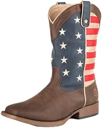 ROPER Womens Red/Blue Faux Leather Flag American Patriot Cowboy Boots