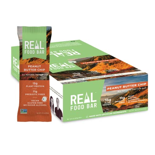 Just Real Food Bar – Plant Based Protein Bar – Peanut Butter Chip – 12 Count – 15g Protein – High Energy, Paleo, Vegan, and Non GMO – Gluten Free, Dairy Free and Soy Free