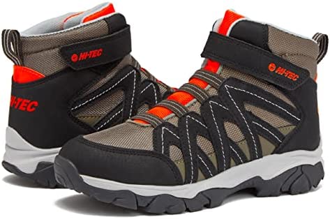 HI-TEC Ravus Blast Mid Boys Hiking Boots, No Tie Lightweight Breathable Outdoor Trekking Shoes, Little Kid and Big Kid Sizes 1 to 7