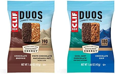CLIF Bars Duos Bars, Energy Bars made with Organic Oats, Plant Based Protein, Vegan Friendly, Variety Pack (18 Count, 1.66 Ounce Protein Bars)
