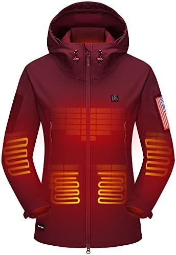 DEWBU Heated Jacket with 12V Battery Pack Winter Outdoor Soft Shell Electric Heating Coat