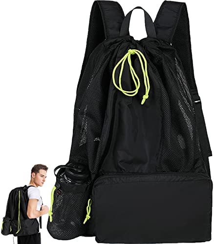 Mesh Swim Bag, Swimming Bags for Swimmers, Large Beach Backpack, Mens Beach Bag Backpack, Durable Mesh Bag for Swimming Gear