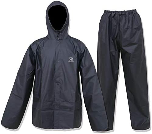 Ultra-Lite Rain Suit for Men Women Waterproof Protective Rain Coat with Pants 2 Pieces Rain Gear(Black,XXL)